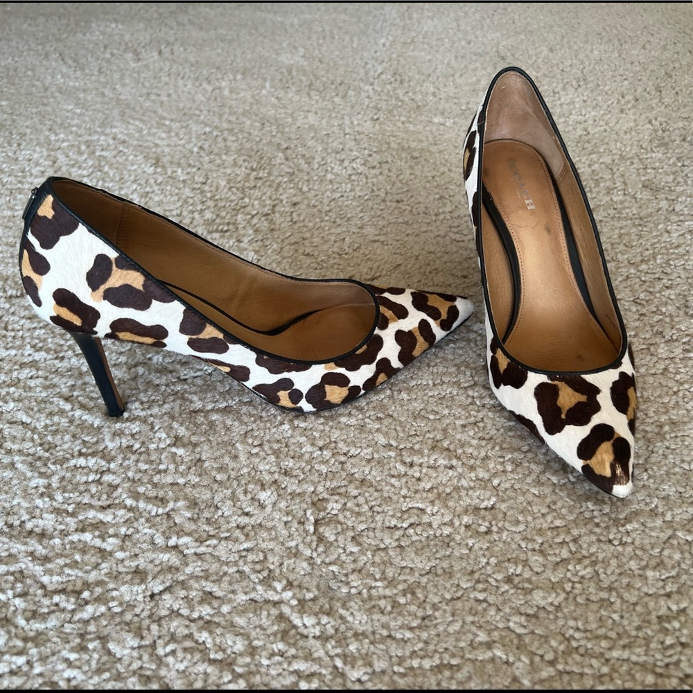Coach Ocelot Print Pointed Toe Pumps